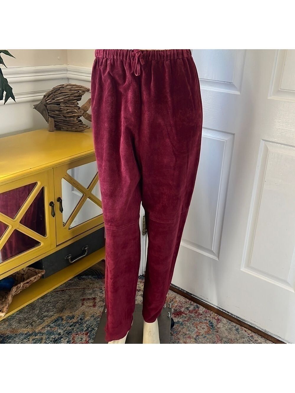 NWT Vintage 90s Terry Lewis Classic Luxuries red suede high rise pants 10